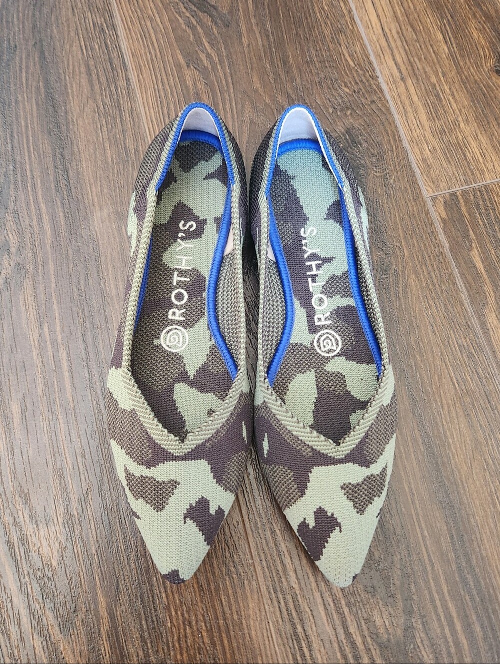 Rothy's Green Camo Pointed Knit Flats